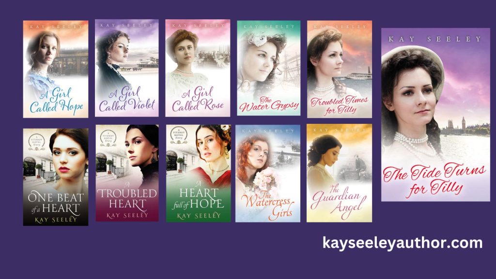 Collection of covers of Kay Seeley's eleven historical novels.